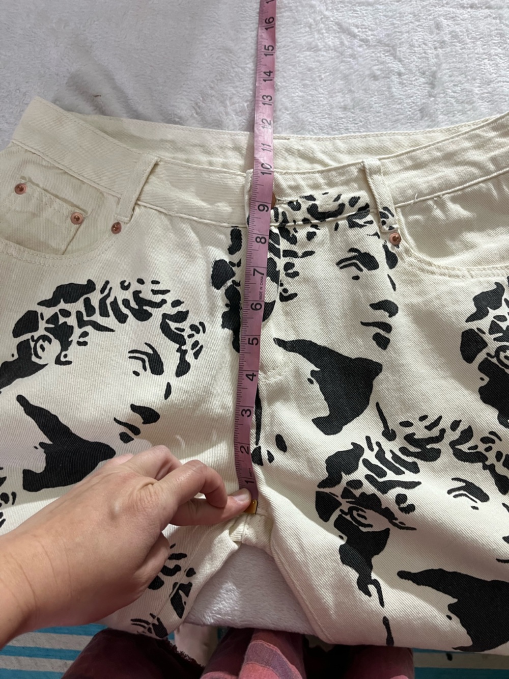 Michelangelo David Statue Printed White Jeans Denim Unique Straight Leg / Taper - Picture 8 of 10